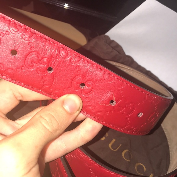 Red authentic guccissima print belt size 36 - Picture 5 of 5